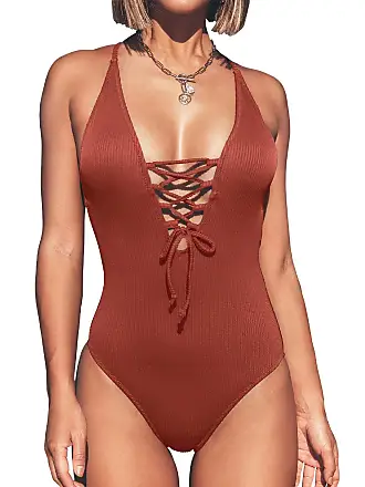 CUPSHE Women Swimsuit One Piece Bathing Suit Tummy Control V Neck Lace Up :  : Clothing, Shoes & Accessories