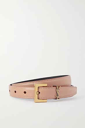 Saint Laurent Women's Cassandre Embellished Croc-effect Leather Belt