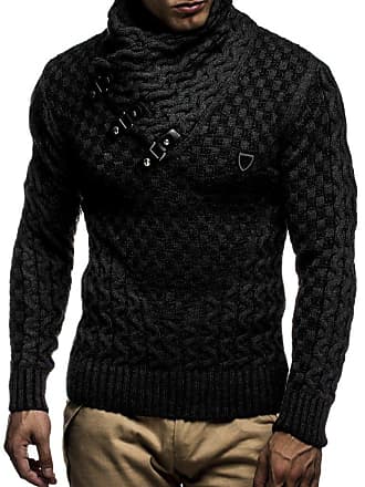 Leif Nelson Men's Knitted Pullover Shawl Sweater- Black Ecru - Size XL -  NEW