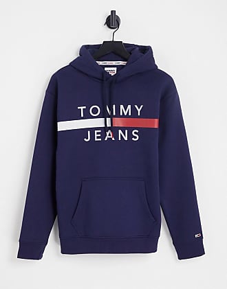 Blue Mens Clothing Sweaters and knitwear Zipped sweaters Tommy Hilfiger Denim Tjm Text Flag Mock Neck Pullover Sweater in Twilight Navy for Men 