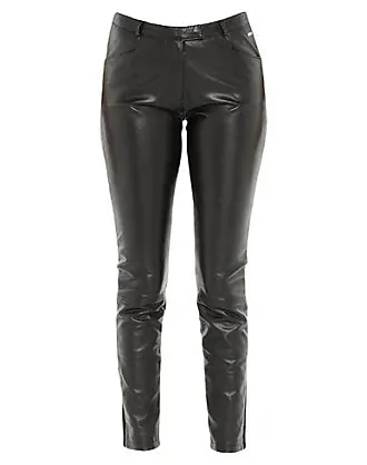 FLARED FAUX LEATHER TROUSERS, Brown