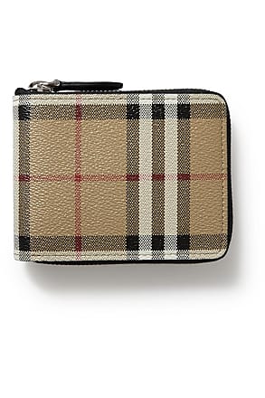 BURBERRY: Hannah wallet bag in coated cotton with all-over Vintage Check -  Beige