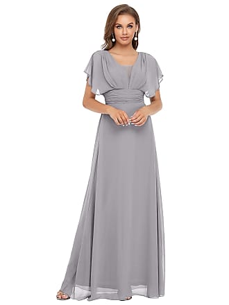 Ever-pretty Womens Empire Waist Elegant Chiffon Evening Party Wedding Guest Dresses Gray US12