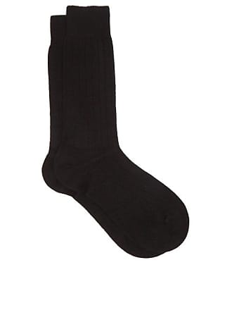 Pantherella Mens Asberley Rib Over the Calf Silk Socks Black 