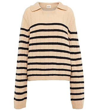 Natural Womens Jumpers and knitwear Khaite Jumpers and knitwear Khaite Evi Striped Cashmere Sweater in Beige 