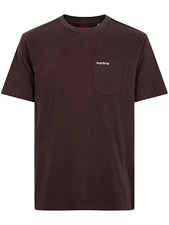 SUPREME logo-embroidered pocket T-shirt - unisex - Cotton - M - Brown