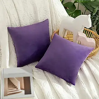 MIULEE Violet Throw Pillow Covers Corduroy Soft Soild Decorative Square  Cushion Covers 2 Pack