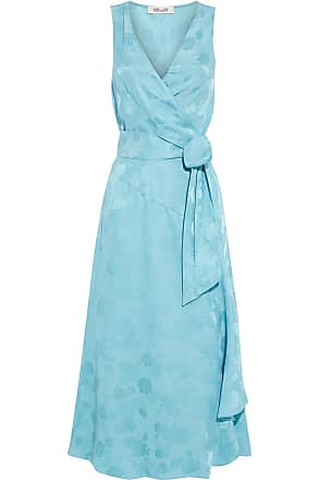 Diane Von Fürstenberg Diane Von Furstenberg Woman Moira Satin-jacquard Midi Wrap Dress Turquoise Size XXS