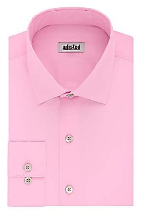 Kenneth Cole Reaction Mens Slim Fit Solid Spread Collar Dress Shirt, Pink, 16-16.5 Neck 32-33 Sleeve