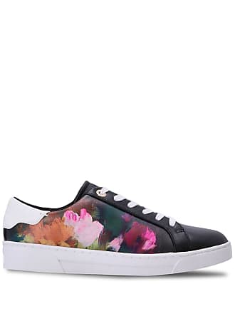 Ted Baker Pink White Floral Trainers Sneakers Shoes Metallic Bow