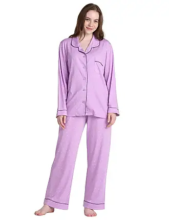 Women's Sexy Pajamas Solid Contrast Lace Cami Nightdress Dress Pajamas  (Color : Mauve Purple, Size : Large)