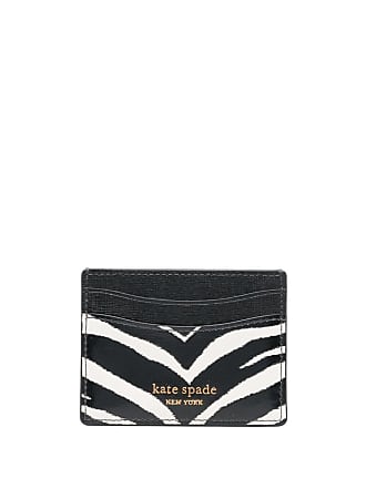 Kate Spade Darcy Medium L-Zip Card Holder Wallet - Houndstooth Black White