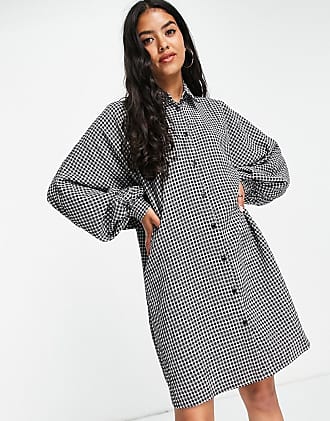 Asos batwing mini shirt dress in gingham-Multi