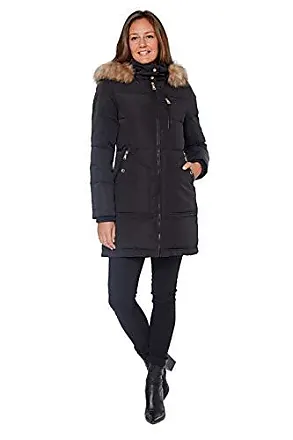 Women Plus Size Faux Fur Trimmed Knee Length Padded Coat - Winter Clothes