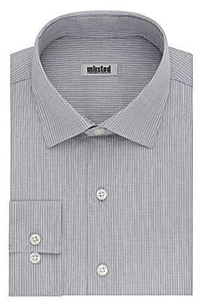 Kenneth Cole Reaction Unlisted by Kenneth Cole Mens Dress Shirt Regular Fit Checks and Stripes (Patterned), Petrol, 17-17.5 Neck 34-35 Sleeve