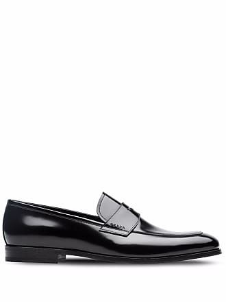 Prada Women's Triangle Logo Patent Leather Loafers - Nero - Size 10.5