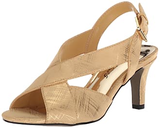 Easy Street Womens Cupid Heeled Sandal, Gold/Gold, 6.5 2W US