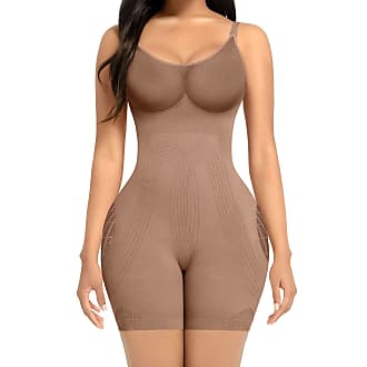 FeelinGirl Womens Shapewear Seamless Bodysuits Tummy Control Open Bust High Waisted with Zipper Thigh Slimmers 