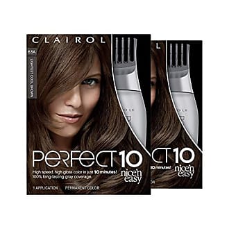 Clairol Nicen Easy Perfect 10 Permanent Hair Dye, 6.5A Lightest Cool Brown Hair Color, 2 Count