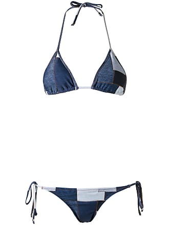 Amir Slama Ruffled Triangle Bikini Set - Blue