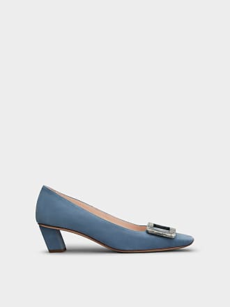 Roger Vivier Belle Vivier Stone Buckle Pumps in Suede, LIGHT BLUE, 35 - Shoes