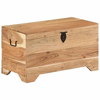 Toy Box Storage Chest WITH ROPE HANDLES HomeDecoArt Plain Wooden Chest with Lid M - 40X 30X 14CM 