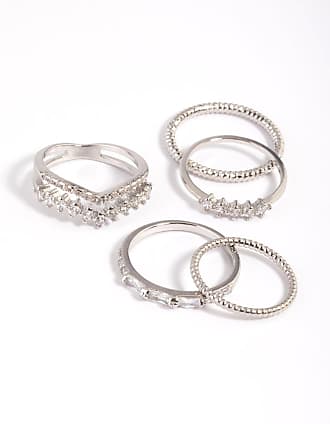 Buy Lovisa Rhodium Cubic Zirconia Pear Halo Ring Stack Pack