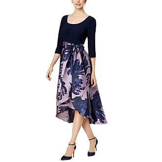 R&M Richards Womens Floral Contrast Fit & Flare Dress Navy 16