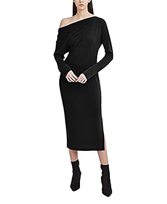 Bcbgmaxazria Womens Off The Shoulder Long Sleeve Dress with Side Slit, Black, XX-Small