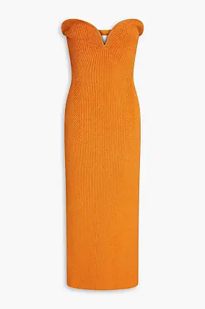 GALVAN Grace off-the-shoulder ribbed-knit midi dress