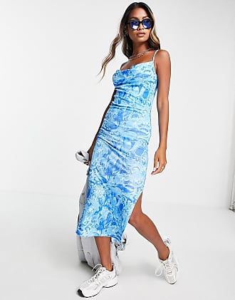 Topshop Strickkleid blau-wei\u00df grafisches Muster Casual-Look Mode Kleider Strickkleider 