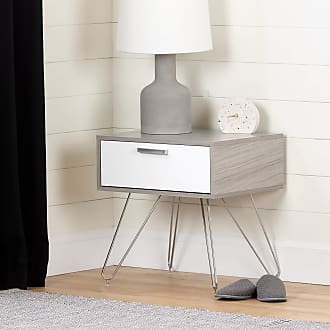 South Shore Furniture Slendel Nightstand-Soft Elm and Pure White