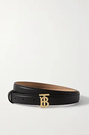 Burberry Ladies Warm Tan Double Monogram Motif Adjustable Leather Belt,  Size Medium