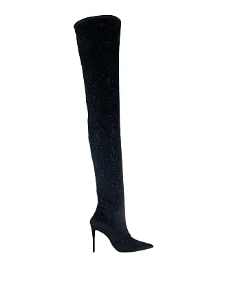 Balmain Brune Croco-Embossed Knee-High Boots - 8AO