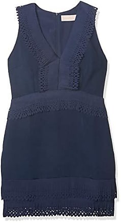 Keepsake the Label Womens Moonlighters V Neck Mini Dress with Lace Trim, Navy, X-Large