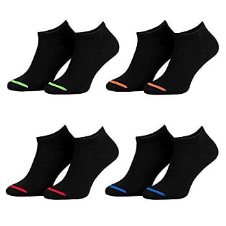 Piarini unisexe Lot de 8 paires de chaussettes basses de sport noir et pointes fluo 47-50