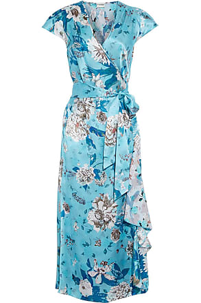 Diane Von Fürstenberg Diane Von Furstenberg Woman Gwendolyn Reversible Floral-print Silk-satin Midi Wrap Dress Turquoise Size S