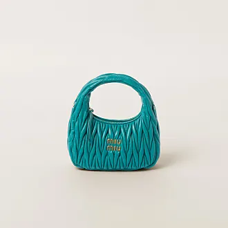 Authentic MIU MIU Matelasse Mini Chain Shoulder Bag Leather turquoise gold