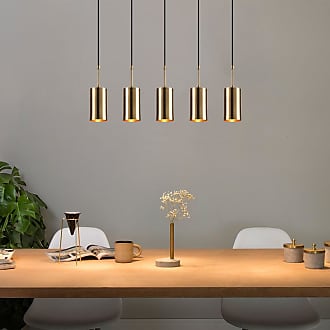 Luxus Hänge Leuchte Küchen Stoff Schirm Pendel Lampe Decken Beleuchtung GOLD 