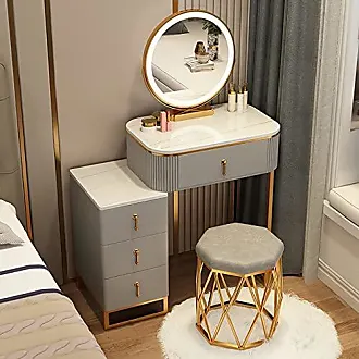 Coiffeuse avec Miroir LED Tactile 2 couleurs et Tabouret Table de  Maquillage avec 5 Tiroirs, Miroir et Tabouret - 75 x 40 x 138 cm -  Cdiscount Maison