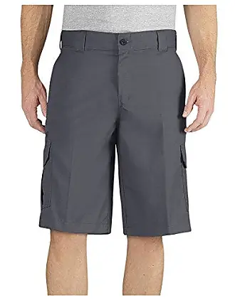 Dickies Men's Flex Regular Fit Plaid Flat Front 11in Shorts, Charcoal at   Men's Clothing store