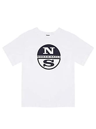 100% Coton Coupe Style Régulier Ras du Cou et Manches Courtes NORTH SAILS Jersey T-Shirt pour Enfants en Blanc