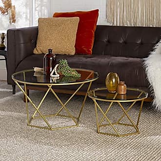 Simpli Home Selma Metal and Wood Accent Table in Natural/Gold