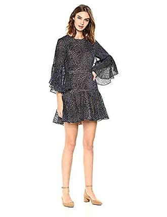 Bcbgmaxazria BCBGMax Azria Womens Baylee Woven Dotted Velvet Dress with Back Cutout, Navy Combo, 8
