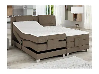 Letto 180 x 200 cm con testata trapuntata in Tessuto Beige + Materasso  FRANCESCO