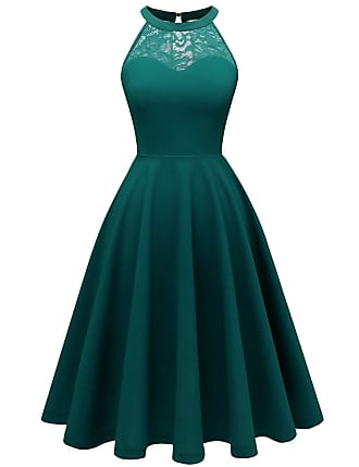 Bbonlinedress Green Short Bridesmaid Summer Casual Dresses Halter Lace Cocktail Prom Wedding Guest Formal Homecoming Dress Turquoise XS