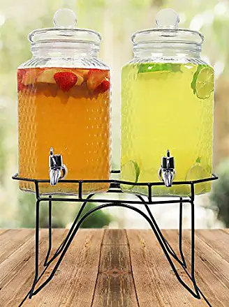 Estilo Dairy Reusable Glass Milk Clear Bottles With Straws And Metal Screw  On Lids, 10.5 oz, Set of 6, 