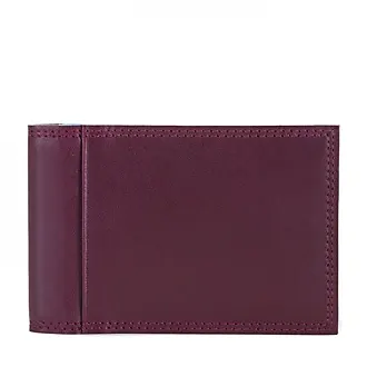 Dudubags Purple Leather Vertical Wallet w/Zip Pocket at FORZIERI