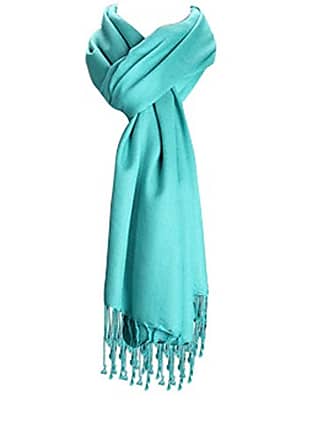 Premium turquoise blue heavy silk Feel Pashmina Shawl scarf 233 grams 