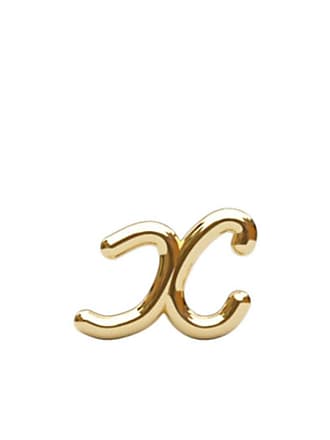 The Alkemistry 18kt Yellow Gold Love Letter T Hoop Earring in White